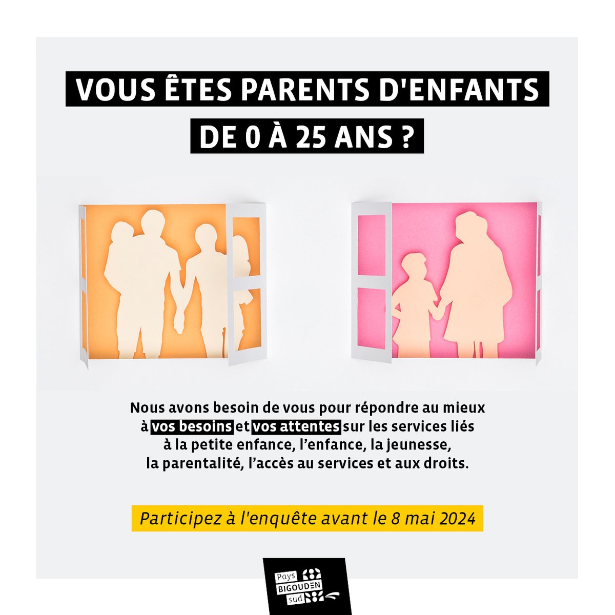 Quels services publics utilisez-vous ? Desquels auriez-vous besoin demain ? À travers un questionnaire rapide et anonyme, nous souhaitons recueillir votre avis afin d'améliorer l'action du Pays bigouden sud. Lien vers le questionnaire ➡️ fr.surveymonkey.com/r/FT8B92N