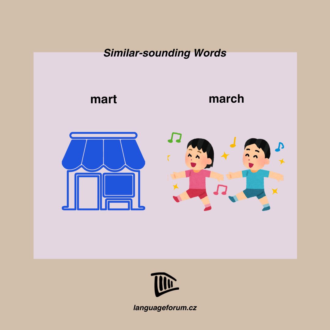 Mart is a shortened form of the word market, and usually means a smaller grocery store. To march is to walk in a rhythmic way, often with the knees brought high.

#languageforum #learnenglish #similarwords