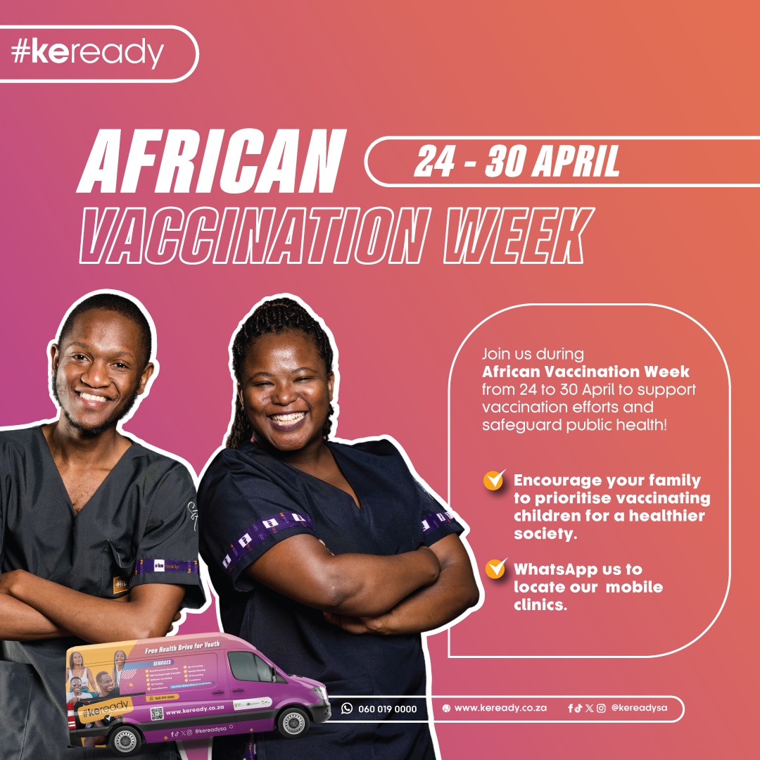 🌍 It's African Vaccination Week 💉 Join us in spreading awareness about the importance of getting vaccinated and protecting our communities. Let's work together to ensure a healthier future for all.#keready #AVW2021 🦠🔬