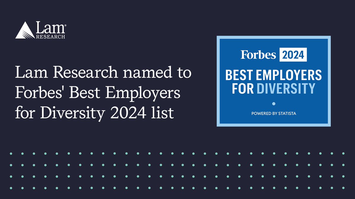 .@Forbes once again named @LamResearch one of the Best Employers for Diversity! 👏 I appreciate Lam for ensuring inclusion & diversity remain integral to our culture by working w/ external orgs, creating connection through ERGs, & more.  #LifeAtLam bit.ly/44dx1yw