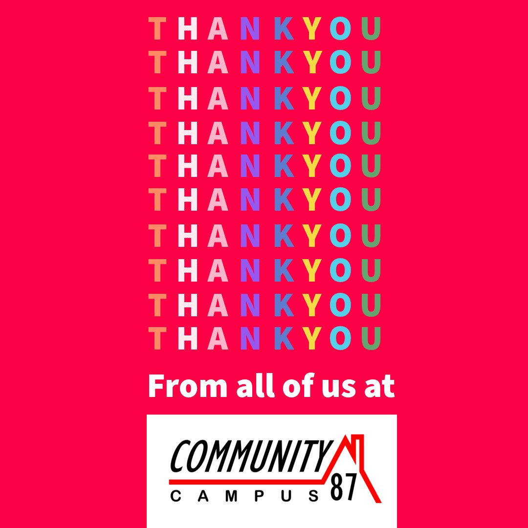 Thank you to all of our supporters and volunteers #ThankyouThursday #CommunityCampus87 #Teesside