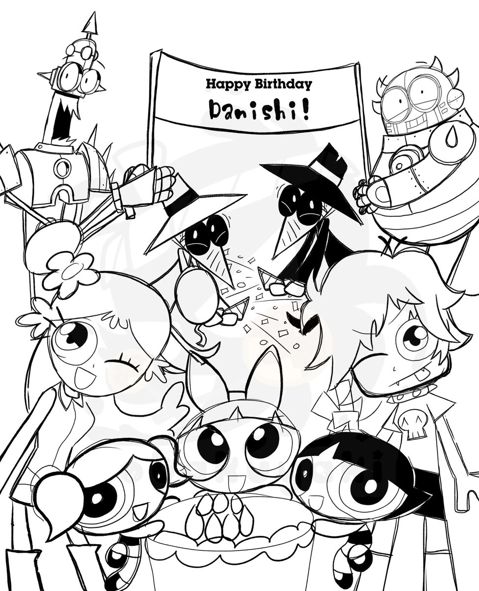 A late (W.I.P.) Birthday drawing for @danishi8785cn. 🎂🎊🎉🥳🎈🎁🖤🤍
---
#CartoonNetwork #powerpuffgirls #hihipuffyamiyumi #robotomy #spyvsspy