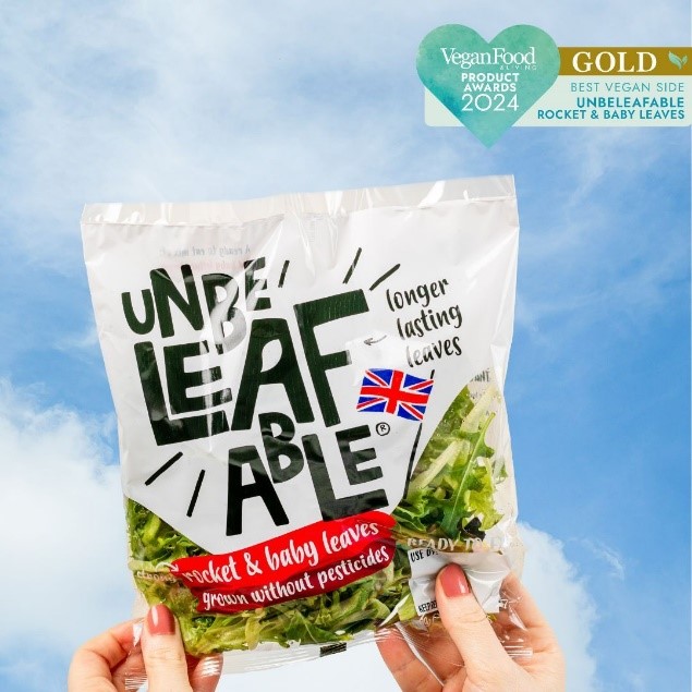Our Unbeleafable rocket & baby leaves won 🏅 GOLD 🏅 for the best vegan side at Vegan Food & Living Product Awards 2024 💚 Thank you for rocketing these delicious bags into your @TescoFood basket every week, your support has been un-matched! 🛒 🥬