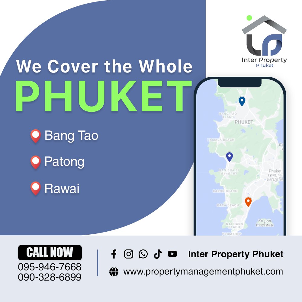 We Cover the Whole of Phuket📍At Inter Property Phuket, we provide comprehensive property management services across Phuket with guaranteed monthly income. 🤩 Choose your Phuket location and contact us today! 😊
 #InterPropertyPhuket #PropertyManagementPhuket #GuaranteedIncome