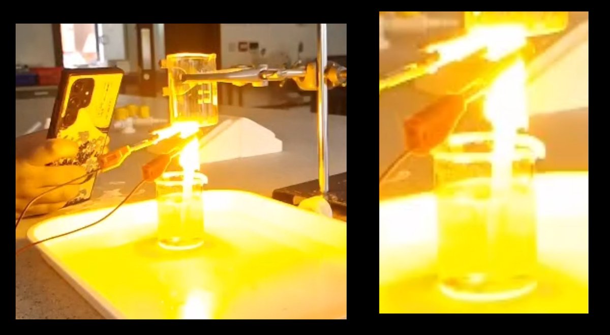 Electrolysis and explosion between hydrogen and oxygen in a pipette. See the @CLEAPSS lab bathed in 'sodium yellow light. Go to tinyurl.com/4k5e5sd4. @SFEd_RSC @RSC_EiC #ASEChat @ChemEdX @SciInSchool #SciED, @ASTA_online @_NZIC @ChatChemistry @EdTech_RSC @beyondbenign