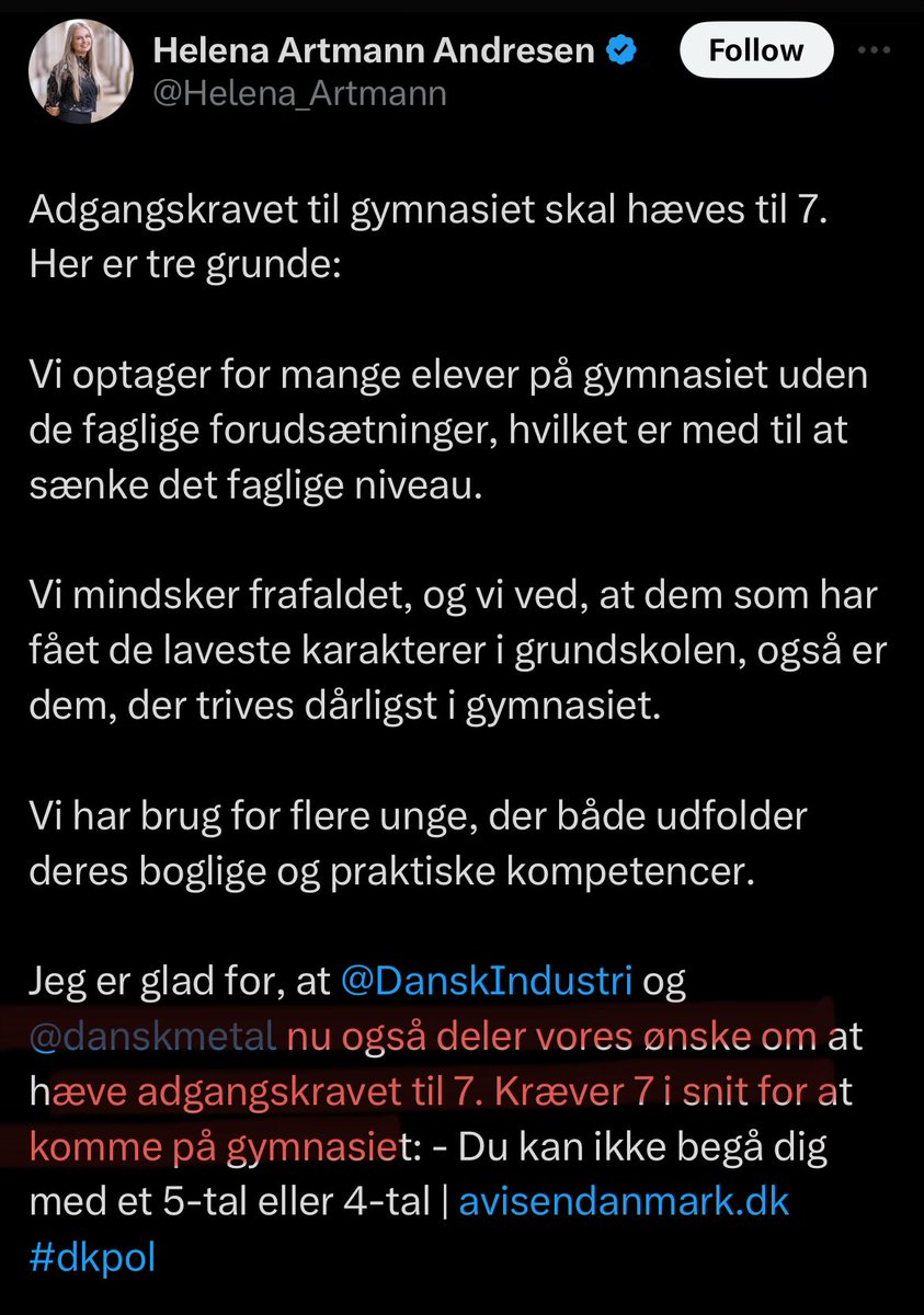 Det her lugter af lobbyisme.
Hvor mange af Dansk Metals medlemmer har behov for en gymnasial uddannelse for at starte på deres uddannelse?