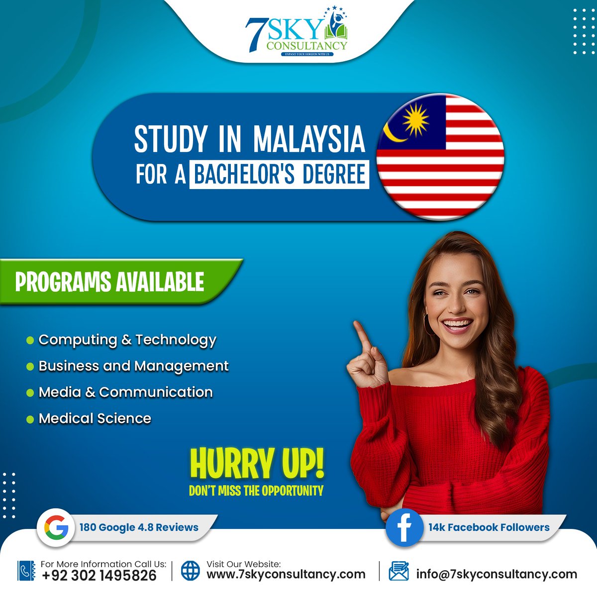 🇲🇾 Malaysia awaits! Get your Bachelor's degree & scholarships! Business, Media, Tech & More! Link: 7skyconsultancy.com/apply-now.php #studyinMalaysia #studyabroad #bachelorcourses #7skyconsultancy pen_spark