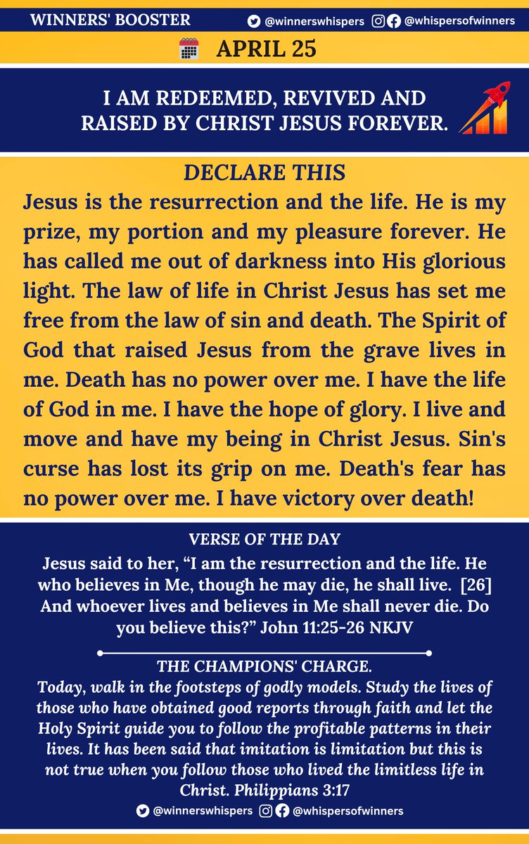 Declare this:

Jesus is the resurrection and the life. He is my prize,my portion and my pleasure forever. He has called me out of darkness into His glorious light.The law of life in Christ Jesus has set me free from the law of sin and death. 
The Spirit of God that raised....
1/2