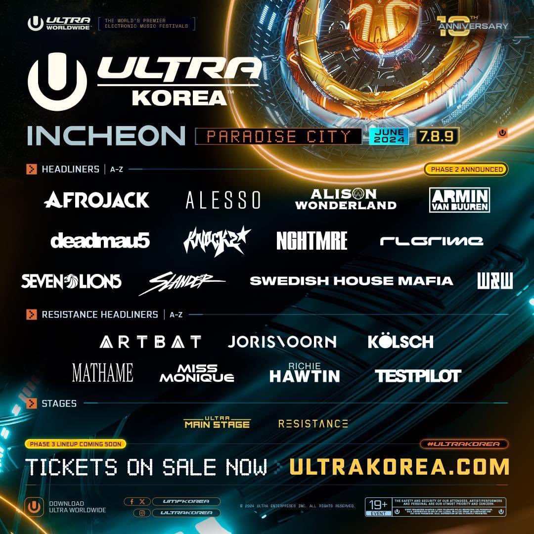 Ultra Korea
Phase 2 Line Up

June 7 - 9
