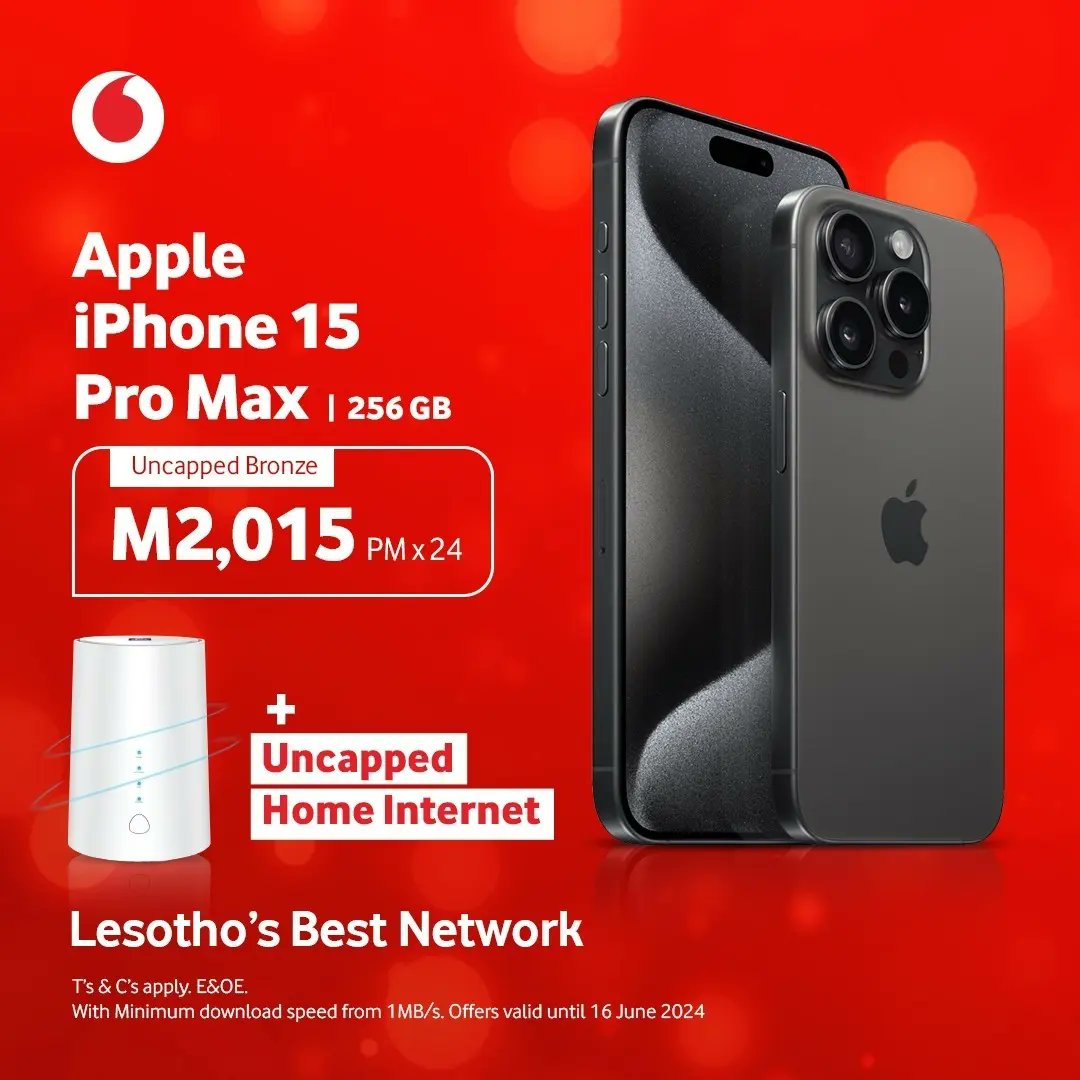 Why choose one when you can get it all? Get a smartphone of your choice and uncapped home internet, all under one contract. Call 155 or e-mail fixedsales@vodacom.co.ls to get connected. #LesothosBestNetwork