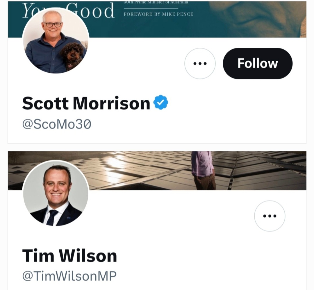 Former AUS PM Scott Morrison has changed his Twitter handle from @ScottMorrisonMP to @ScoMo30 (bc he's no longer a Federal MP). Why doesn't @TimWilsonMP do the same? He hasn't been the Federal MP since 2022! And Dutton claims the Libs will never spread disinformation. 🙄 #auspol