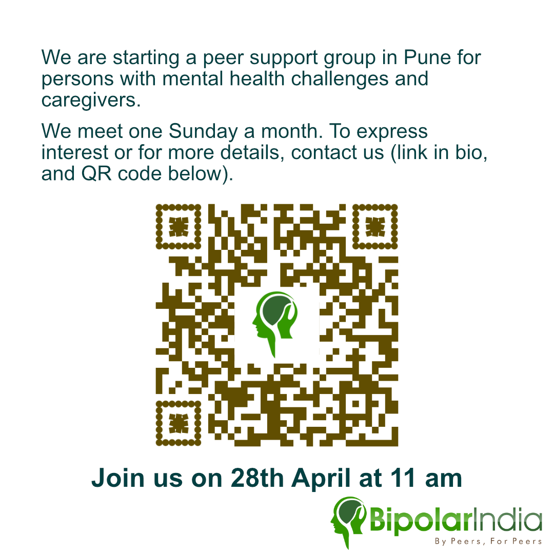 We are now in #Pune! If you are someone who lives with a mental health condition or a family caregiver to such a person, you may want to join in bipolarindia.com/contact-us/ We are a peer led peer community providing psychosocial support + more. #peersupport #community #mentalhealth