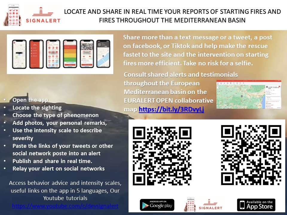 @UfMSecretariat @eu_echo @CoopSecuDefense
 @SecCivileFrance @PauCostaF #MedCivPro 
Use @signalert app to share in real time location, description, early warning messages on #forestfire in #Tunisia & Arabic Speaking countries. Download the app in Arabic.

youtu.be/dZO9hHWTQbs?fe…