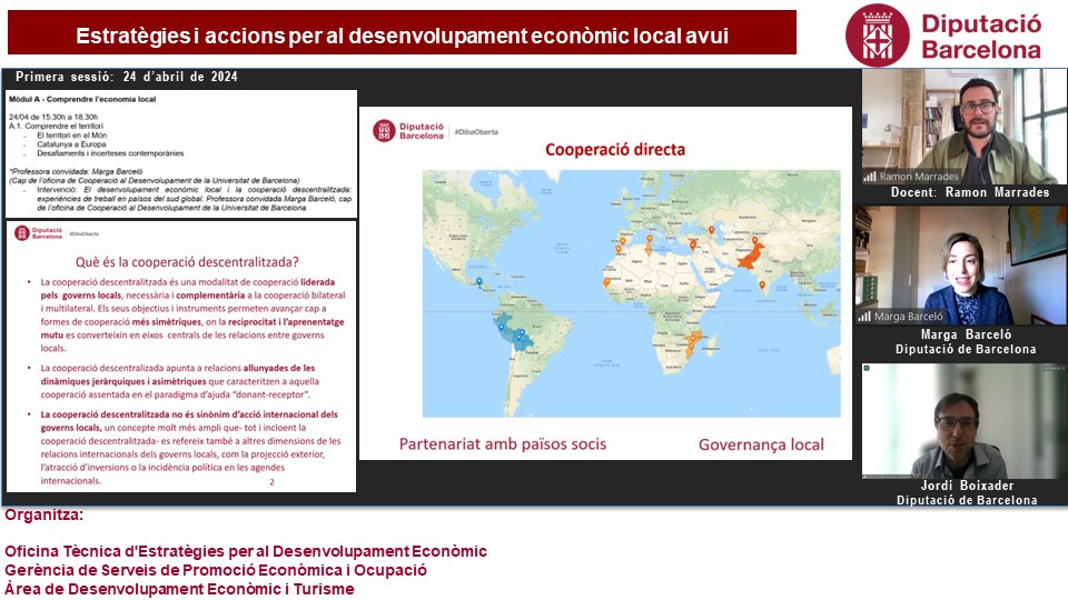 👉Ahir a la tarda l’OTEDE va iniciar el curs 'Estratègies i accions per al desenvolupament econòmic local avui' adreçat als #enslocals, amb el formador @ramonmarrades i la col·laboració de la Marga Barceló de la @diba, amb l’objectiu de comprendre i reflexionar sobre les…