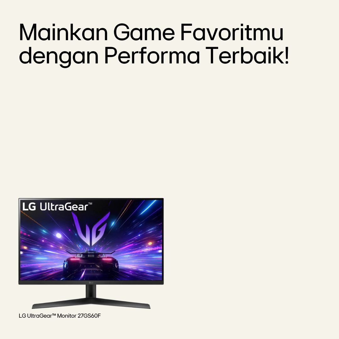 lgeindonesia's tweet photo. Unjuk Kecepatan, Kuasai Game! Refresh rate 180Hz dan response time 1ms #LGUltraGearMonitor #27GS60F, siapkan dirimu untuk memimpin setiap pertandingan!
klik: https://t.co/hM4EiBoix9
#LifesGood #ReinventYourFuture #BetterLifeforAll #InnovationforaBetterLife #LG #LGIndonesia https://t.co/rr1JTHQIFc