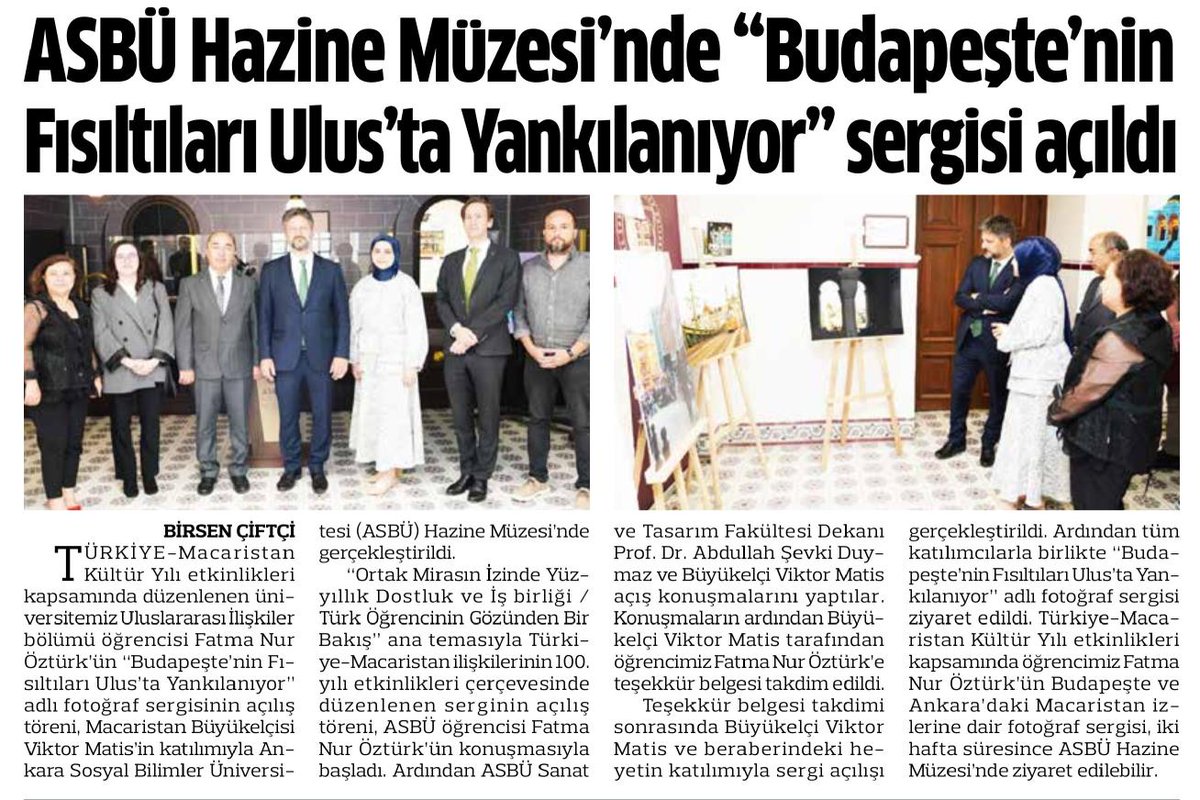 ASBÜ Hazine Müzesi'nde 'Budapeşte'nin Fısıltıları Ulus'ta Yankılanıyor' Sergisi Açıldı

share.interpress.com/share.aspx?mid…