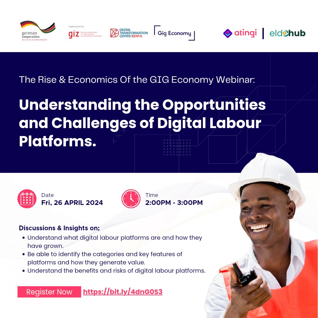 1 Days left!  We have a lot in store for you!  Be part of our webinar on 26th April and get a chance to be part of the transformative conversation on Understanding the Opportunities and Challenges of Digital Labour Platforms Register now bit.ly/4dnG0S3