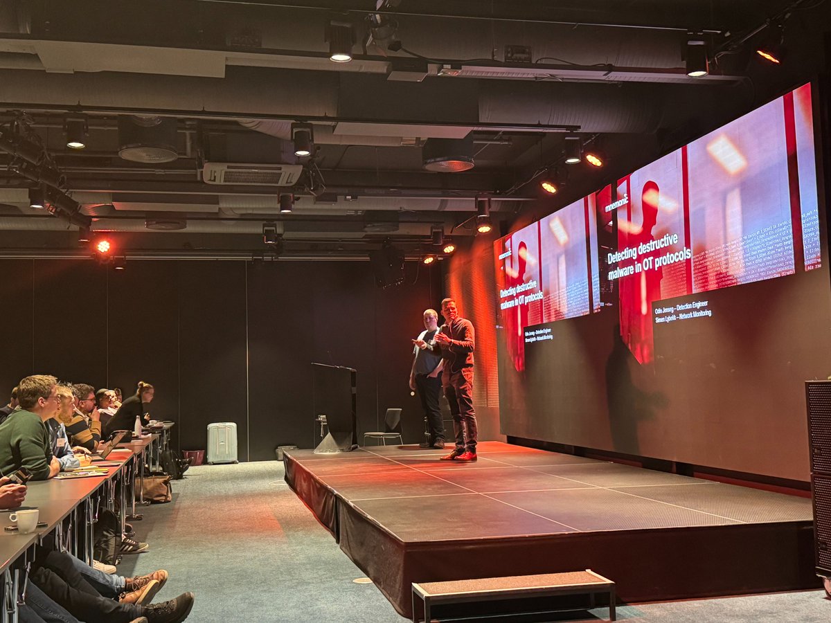 mnemonic_sec's tweet photo. mnemonic's Ulrik Sagelvmo presenting "Demystifying Norway's Digital Security Act(s): What It Means for Your Business", and Odin Jenseg and Simen Lybekk on stage talking about "Detecting destructive malware in OT protocols" at #NFEA Cyber Security 2024: https://t.co/V2mfum3ZNh https://t.co/GDs9uC4m35
