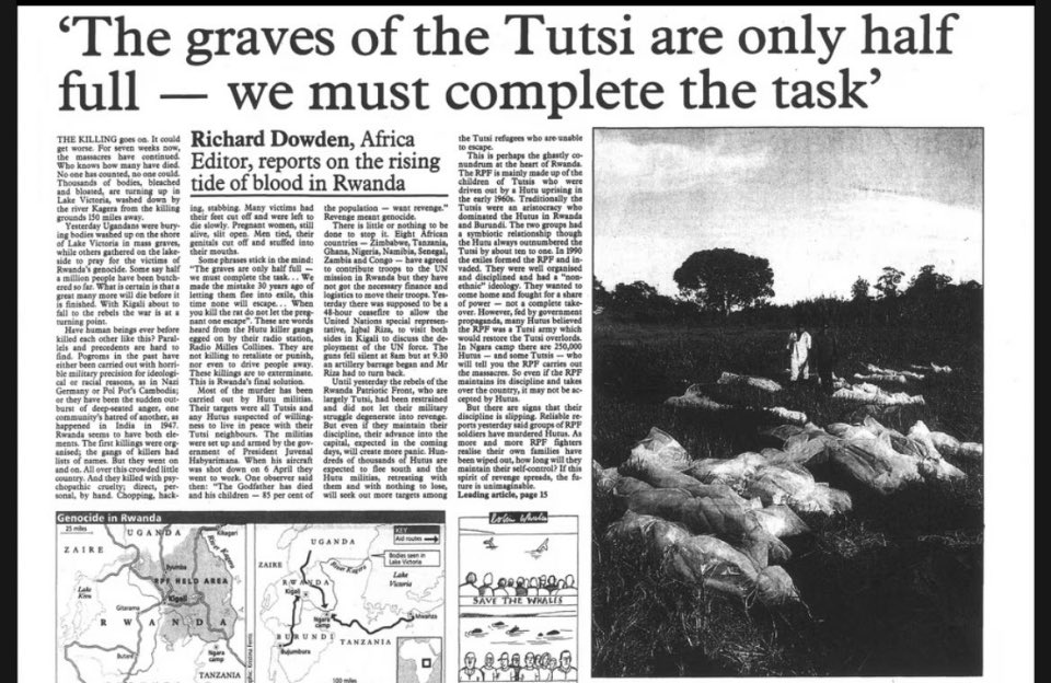 'Yesterday Ugandans were burying bodies washed up on the shore of Lake Victoria in mass graves, while others gathered on the lakeside to pray for the victims ……' the Independent. May 23, 1994