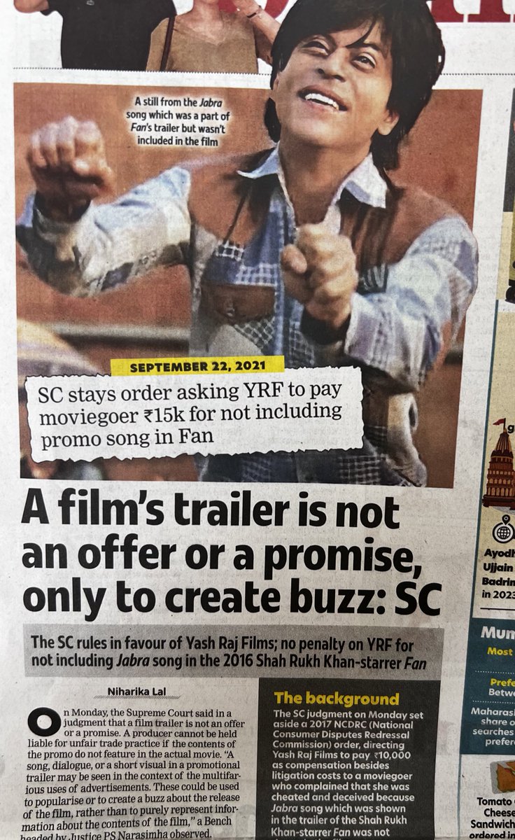 This is a very interesting case. There is a concept in consumer market called ‘product promise’. Is it ok to promote a film on a song which doesn’t even feature in the film? Your comments.