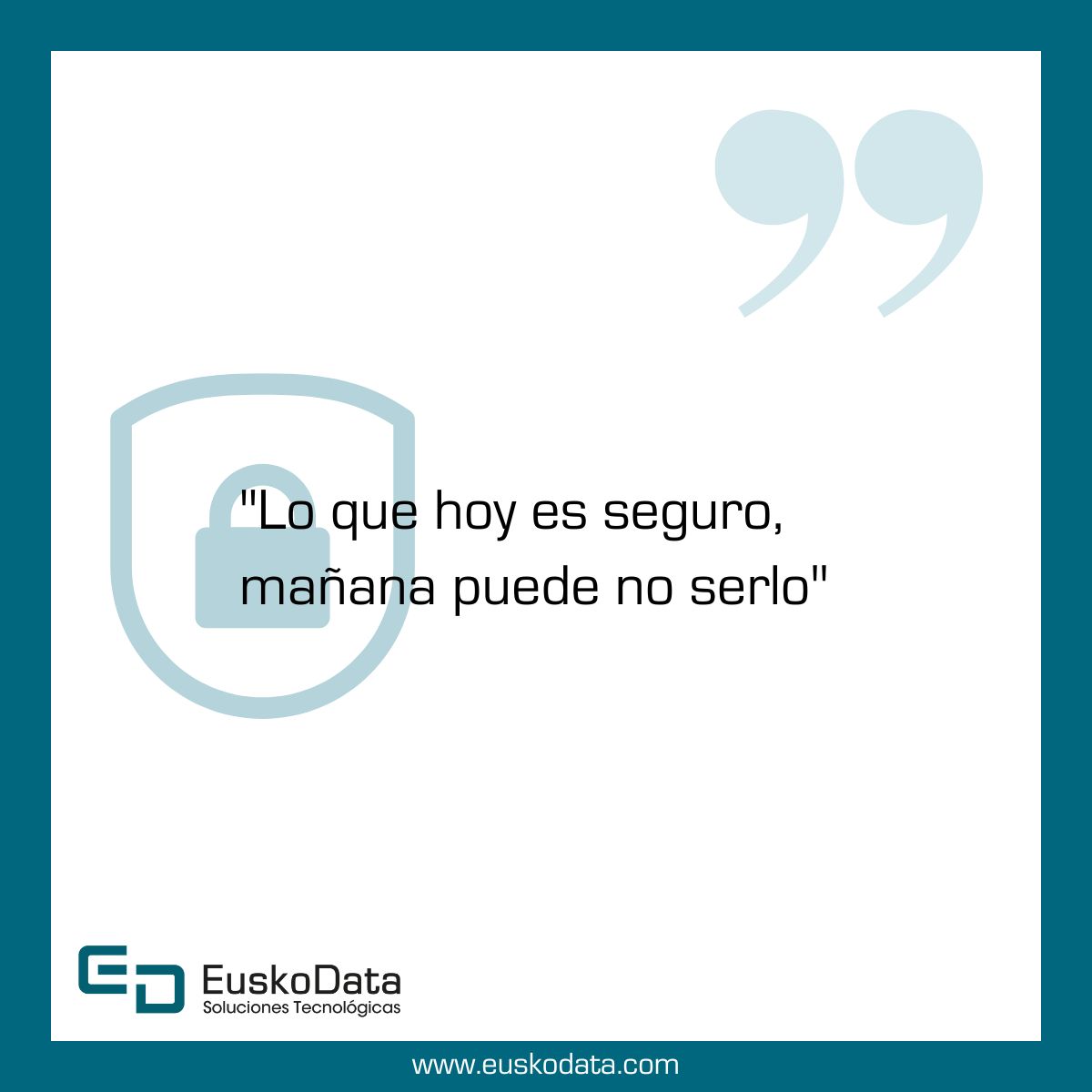 EuskoData_SA's tweet photo. 🔐"Lo que hoy es seguro, mañana puede no serlo" 🔓
Es importante estar siempre actualizados en temas de #Ciberseguridad
¿Te ayudamos? 👉 euskodata@euskodata.com
#CyberSecurityEuskoData https://t.co/ZD5SAMbnnL