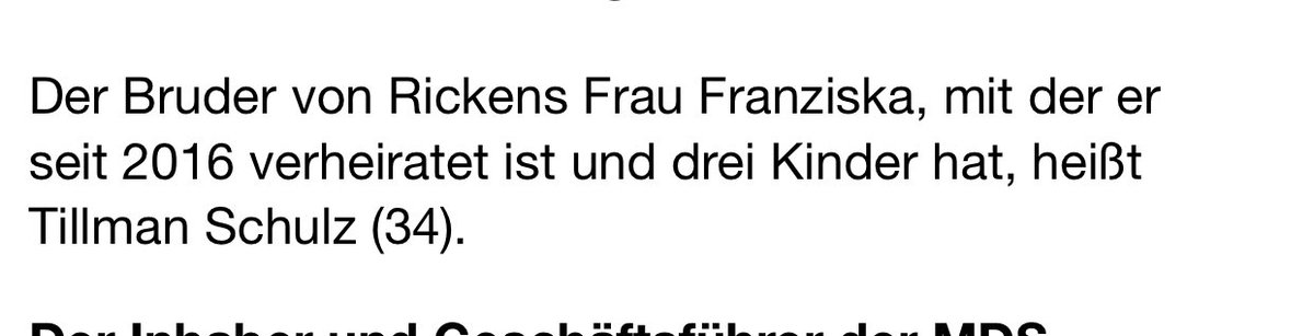 Lars Rickens Frau ist mit ihrem Bruder verheiratet?