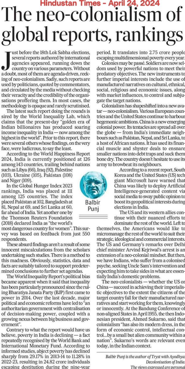 balbirpunj's tweet photo. The ‘#WorldInequalityLab’ findings have been fathered by #HurunReportInc., a company established in 1999 by Rupert Hoogewerf, also known by his Chinese name Hu Run (@hurunrupert).
With 150 odd employees on its payroll, Hurun is headquartered in Shanghai. In India (@HurunReportInd), the company launched in 2012, is headed by Mumbai-based Anas Rahman Junaid (@AnasRahman).