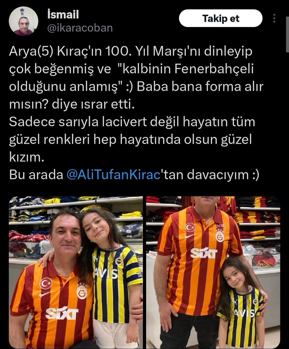 Bir Galatasaray'lı babanın paylaşımı.