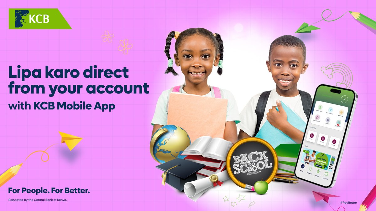 Avoid hassle ya kukimbia branch kupay fees! Lipa school fees directly from your account na KCB Mobile App. It is Convenient, Fast and Secure! #PayBetter #ForPeopleForBetter #KCBNiYetu