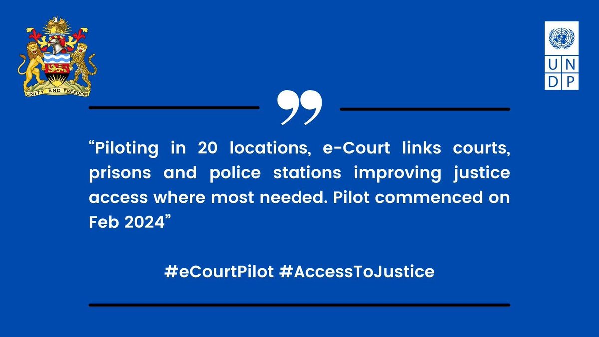 undpmalawi's tweet photo. e-Court brings to you courtrooms via video, saving time and costs. Crucial for efficient justice delivery as Malawi approaches the 2025 elections. Pilot phase connects:
9 courts
6 prisons
5 police stations.
#eCourt #RemoteJustice https://t.co/RwD6dovo4I