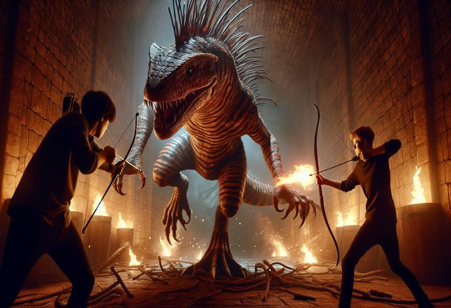 visionpaletteAI's tweet photo. “Create a realistic image of an enormous spiny lizard erupting from a dark candle lit castle dungeon. Two heroes armed with bow and arrows battle to stop the creature from escaping.”

https://t.co/yWeLvKesI0

#AIart #AIArtCommuity #ai #AIArtGallery #AIartists #AIArtworks https://t.co/nElFfwYQDW