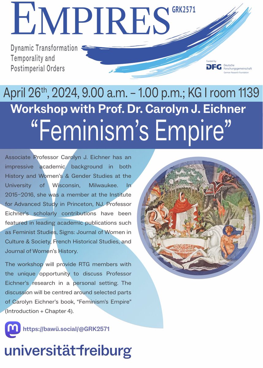 Join us today at @UniFreiburg for @EichnerCarolyn‘s lecture „Marked by the State: French Jews, Algerian Muslims, and the Surname”, 2pm, KG I room 1224 and tomorrow 9-12 am for the workshop on her wonderful book „Feminism‘s Empire“ - details below. All welcome, in-person only!