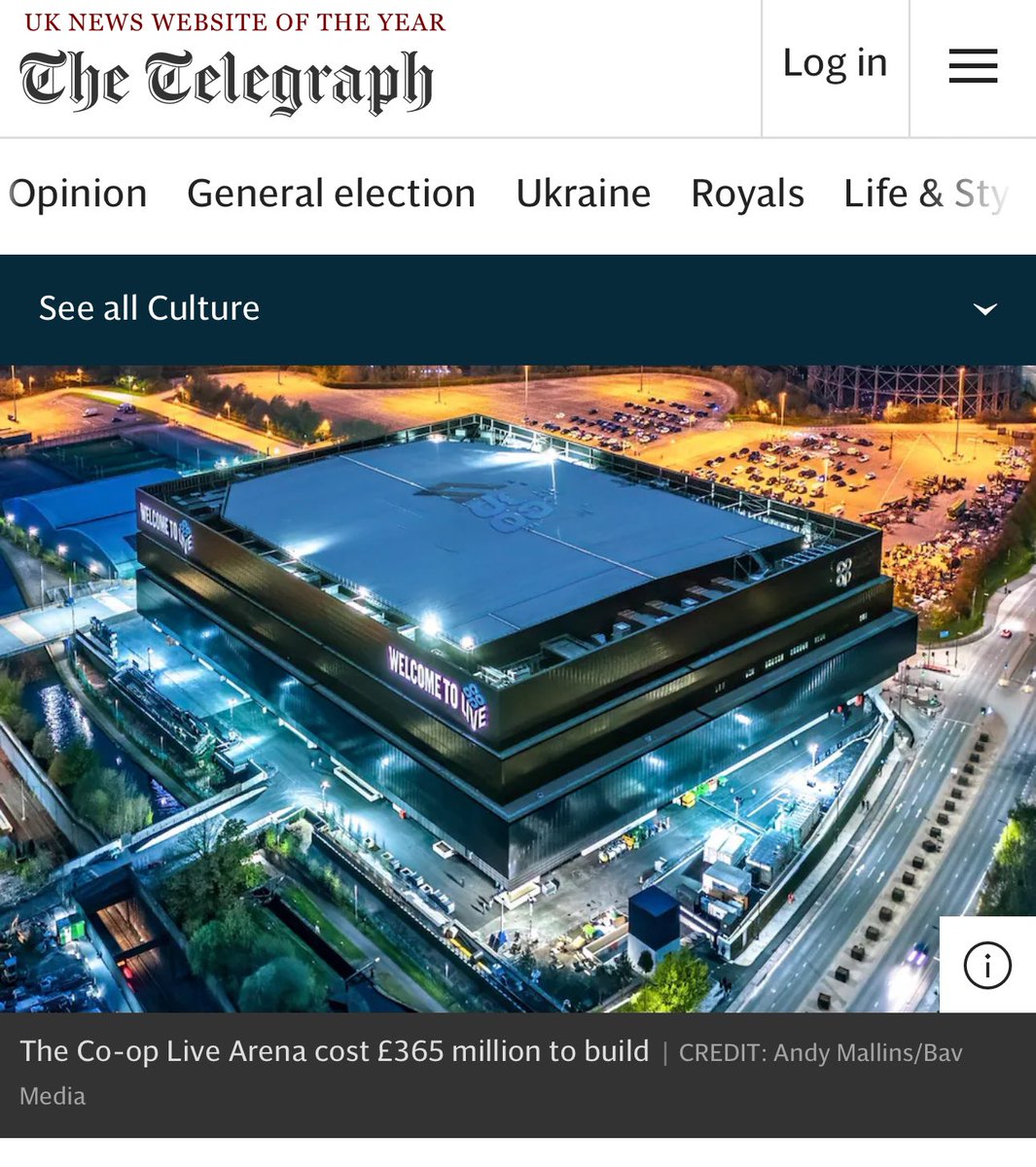 The image of the @TheCoopLive I took on Saturday night was featured in the @Telegraph earlier this week ☺️