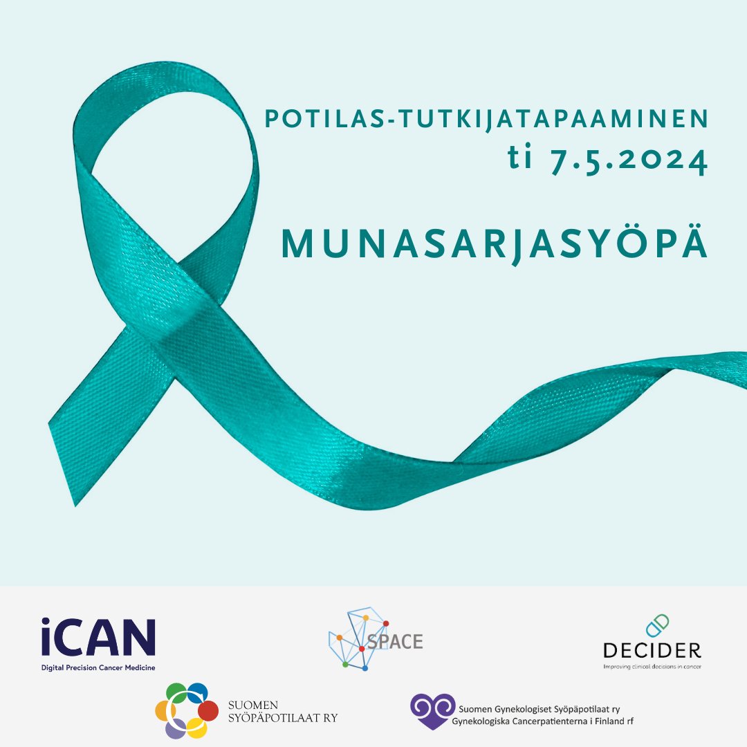 Järjestämme uudelleen viime vuonna lämpimän vastaanoton saaneen potilas-tutkijatapaamisen #munasarjasyöpä'än sairastuneille, läheisille ja kaikille, joita #syöpätutkimus kiinnostaa 💚💙

Lue lisää ja ilmoittaudu mukaan ➡️

ican.fi/news-events/mu…

#potilasosallisuus