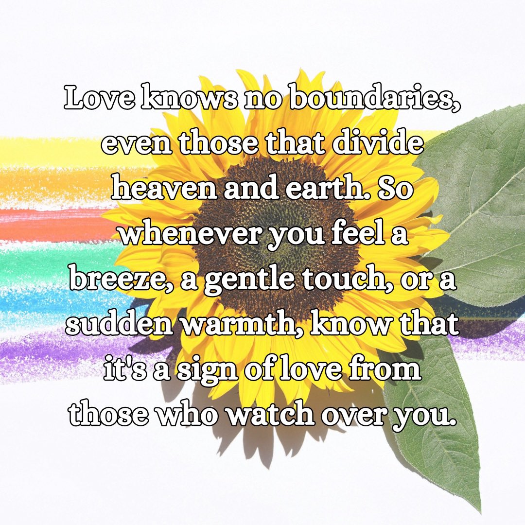 #loveknowsnoboundaries #signsfromlovedones #signsfromheaven #grievingprocess #transcendinggrief #griefawareness #sunflowersign #rainbowsign #curiousaboutspirit #curiousaboutspirituality