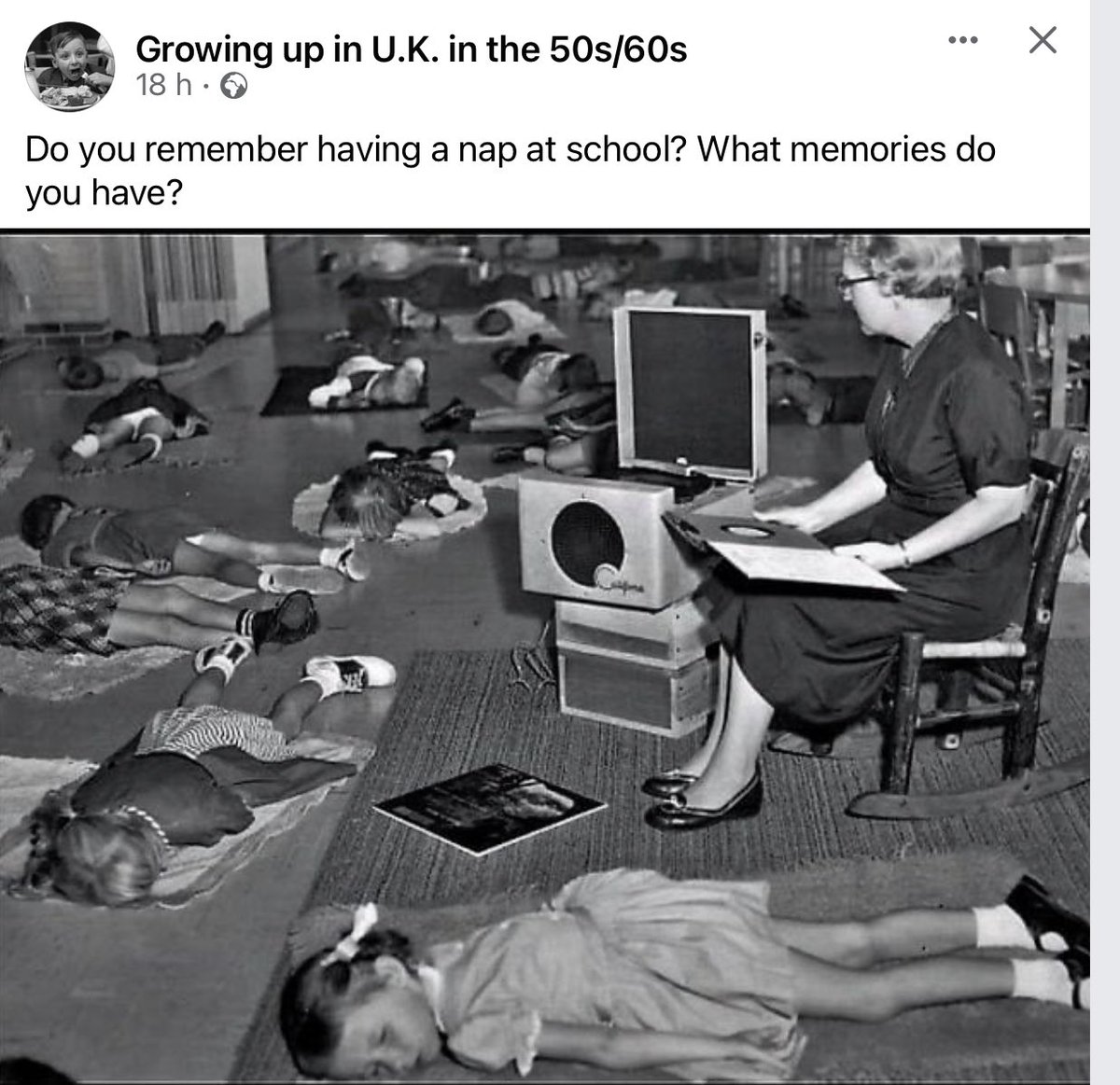 😱I remember being forced to try to take a nap in nursery, but we had little beds, not a MAT on the floor! Hardy souls below, not even a meagre pillow! I never did manage to fall asleep. 🙁