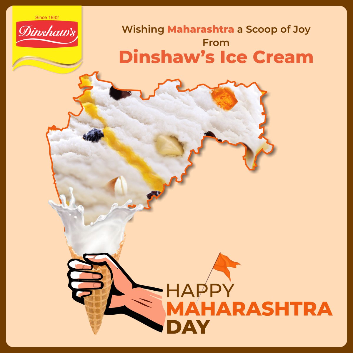 DinshawOfficial's tweet photo. Celebrate Maharashtra Day with a scoop of joy
#Dinshaws4UAlways #MaharashtraDay #Maharashtra #icecream #ScoopOfJoy #dairy #enjoy #delicious #madeofmilk #milkicecream #summerfun #summerspecial #Scoop #americannuts #celebrate #trending #viral #momentmarketing #since1932 #trusted https://t.co/RAx8S8nm1T