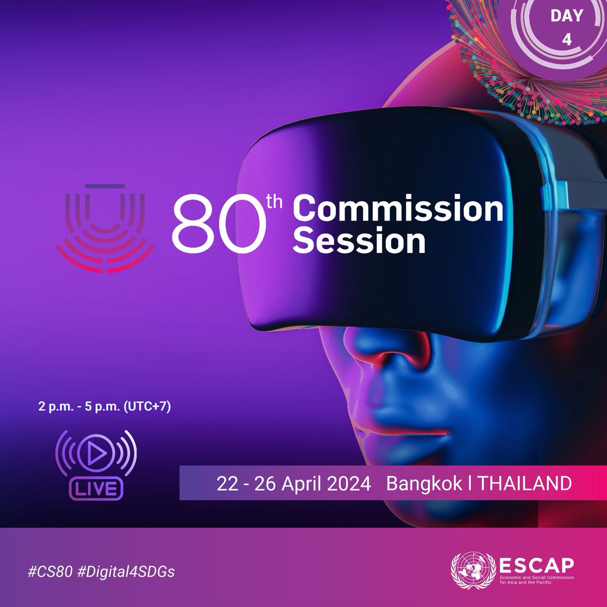 ⏰ Join us in 30 minutes for the second half of day 4️⃣ of #CS80! Let's continue reviewing progress on the #2030Agenda in #AsiaPacific! Wondering about the region’s performance on the #GlobalGoals? 👇 Watch @UNWebTV Livestream here: buff.ly/3W0MWOA