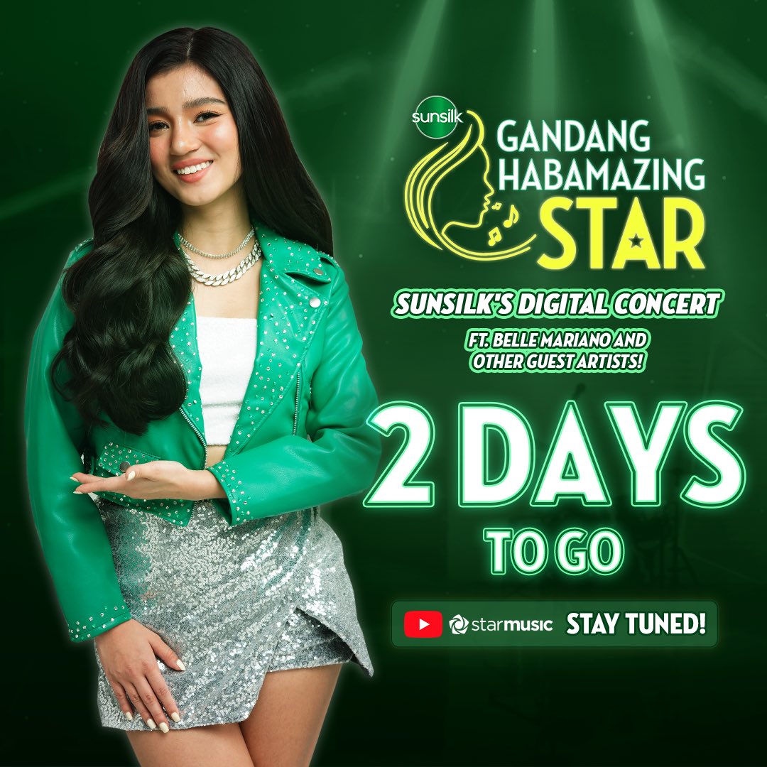 2 DAYS TO GO! Catch  @bellemariano02’s  #GandangHABAmazing digital concert brought to you by @SunsilkPH on April 27, 2024, at 6PM.

Watch Sunsilk’s Gandang Habamazing Star: The Reveal - A Digital concert on youtube.com/live/c3aQe9AZK…’t miss out! 💚🌟🎤

See you there, Hairkada!