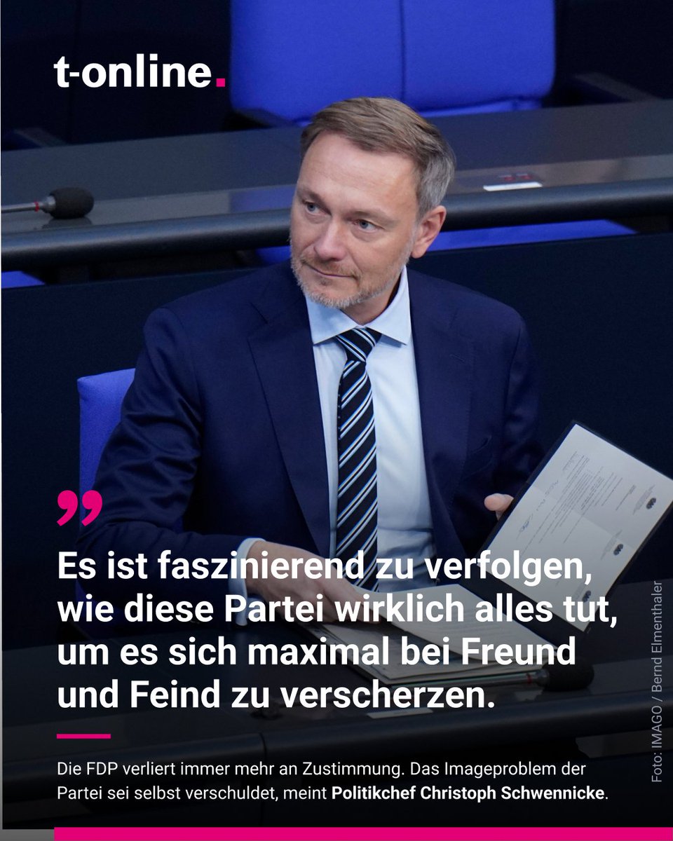 Die #FDP sucht ihr Heil in permanenter innerkoalitionärer Opposition und stänkert gegen die eigene Regierung. So wird das nichts. 'Denn solche Leute konnte man schon in der Schule nicht leiden', kommentiert @CSchwennicke. t-online.de/nachrichten/ko…