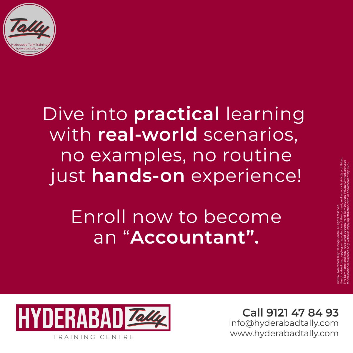Dive into practical learning with Hyderabad Tally Training! Gain hands-on experience with TallyPrime software and real-time data. Earn an Internship Certificate for job readiness. Enroll at 9121478493 📞 info@hyderabadtally.com 📧 #TallyTraining #PracticalLearning #HyderabadTally