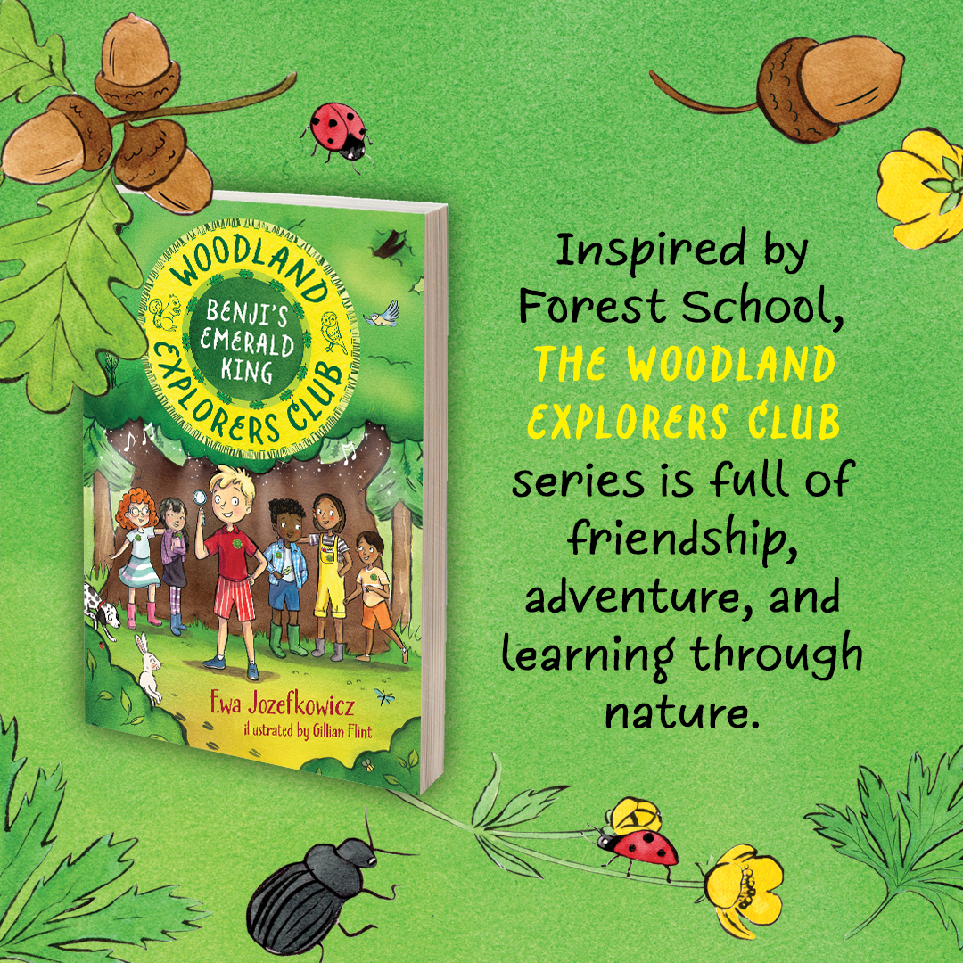 🌳🍃 Two weeks to go! 🌼🐛

The #WoodlandExplorersClub is a new series perfect for ages 5+ by @EwaJozefkowicz, with fun illustrations on every page by Gillian Flint.

#BenjisEmeraldKing is the first book, out 9th May: bit.ly/49J74bf