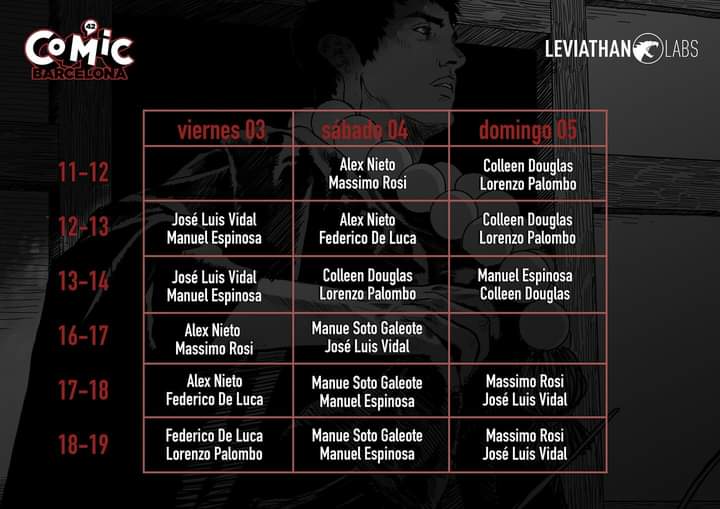 Así es, la semana que viene los Leviathanes van a estar presentes en el @COMIC_bcn‼️

@LabsLeviathan va a desplegar un contingente de autores de primera línea y, afortunadamente, tendré la oportunidad de compartir un poco con ell@s 😎

Nos vemos‼️

#Comics #ComicCreators #Fumetti