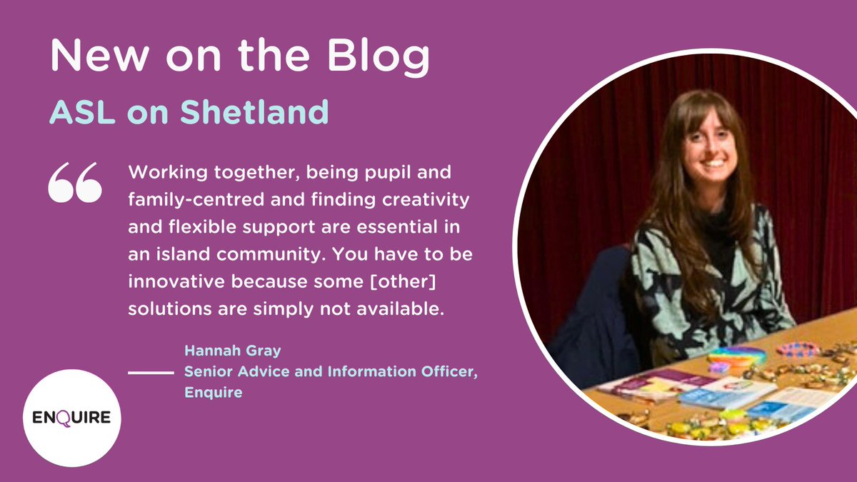 New on the blog Last month, Enquire's Hannah and Marie from @myrightsmysay visited Shetland to talk all things children's rights. Here, Hannah writes about the trip, incl. acknowledging the unique challenges faced by our rural communities. Read more: enquire.org.uk/working-togeth…