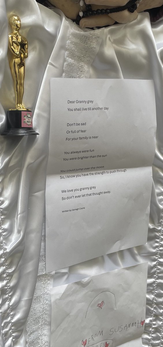 I don’t normally post about our other kids on this Twitter account as it’s mostly to highlight Roisins dreams but today being #poetryDayIRL I felt the need to post a poem my son wrote to granny to have forever and ever Amen . 🥰