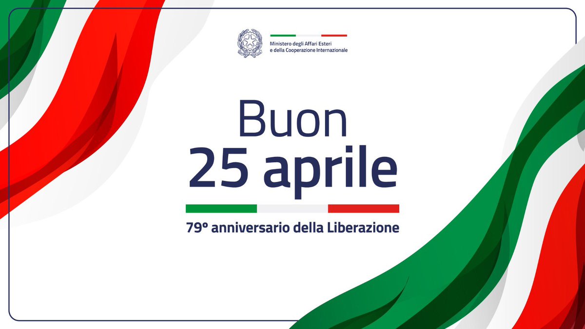 #25aprile 🇮🇹 | Nel giorno dell'anniversario della Liberazione dal nazifascismo, la #Farnesina celebra la libertà insieme ai valori costituzionali su cui si fonda la vita democratica del Paese.