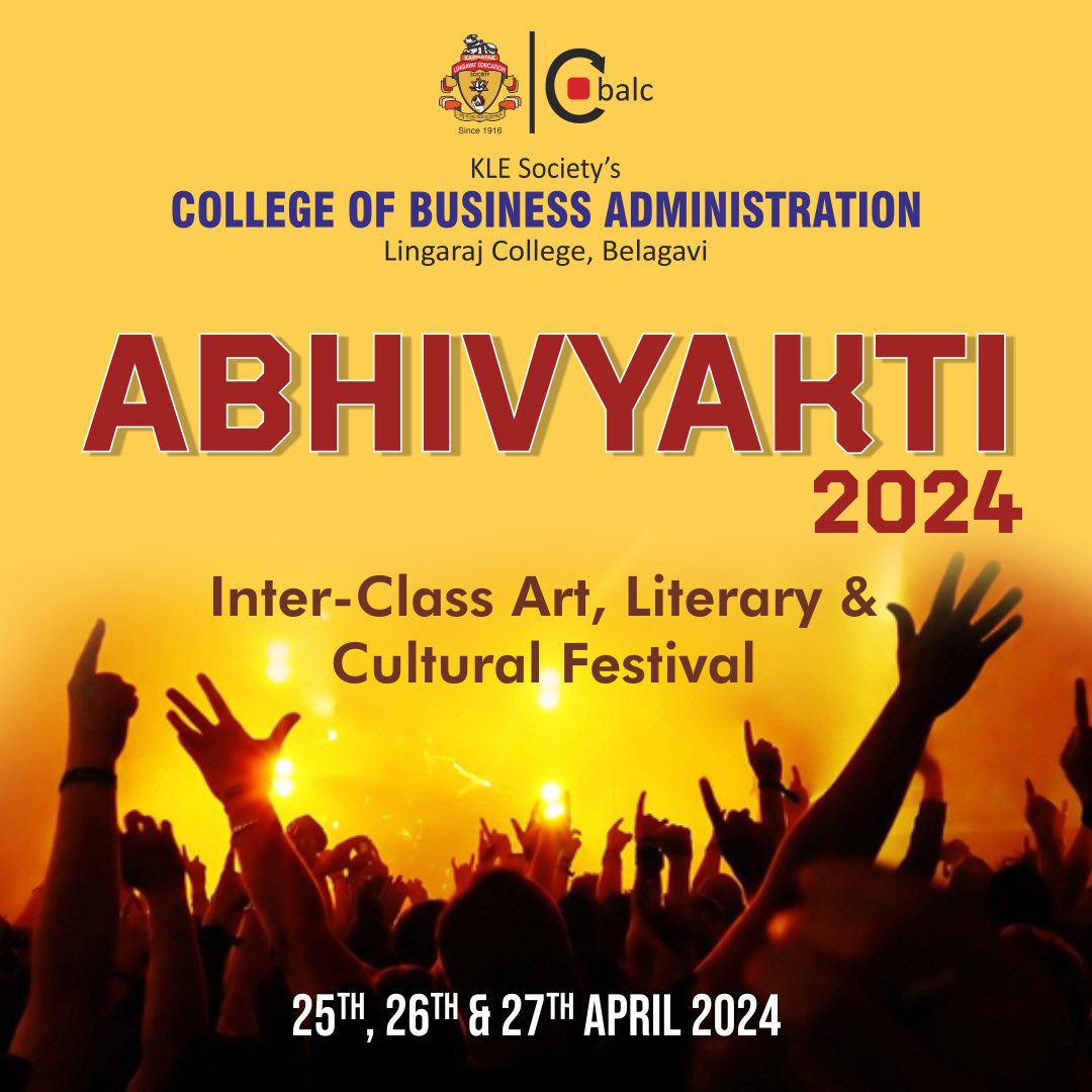 Welcome to Abhivyakti 2024!
Our college's vibrant celebration of art, literature, and culture for the students.
Happening this weekend @ CBALC.
.
.
.
.
#LifeAtKLECBALC #klecbalc #KLECBALCBBA #BBALife
#ThePlacetoBe #27YearsofCBALC