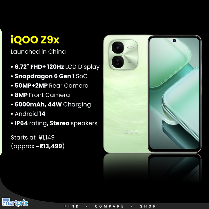 iQOO Z9x launched in China and may be coming soon to India smpx.to/pvJiN2 #iQOO #iQOOZ9x #iQOOZ9Series