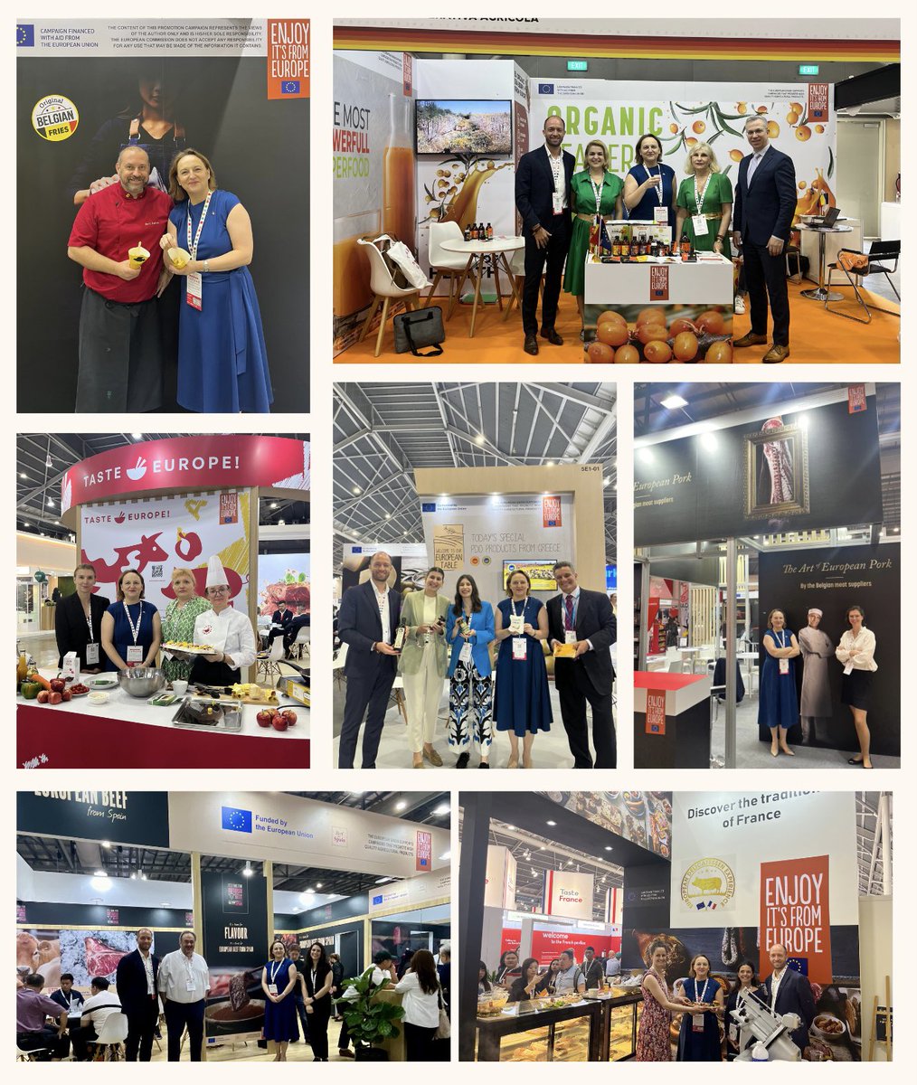 EUinSingapore's tweet photo. Great #EU participation at Food and Hotel Asia &amp; ProWine 2024 promoting the impressive variety of authentic, high-quality and sustainable European food and drinks in #Singapore. 🥩🫐🍟🍷🍏

EU agri-food exports to 🇸🇬 reached a record €2.4 billion in 2023.

@EUAgri #FHA2024 https://t.co/ZarT3Fknu7