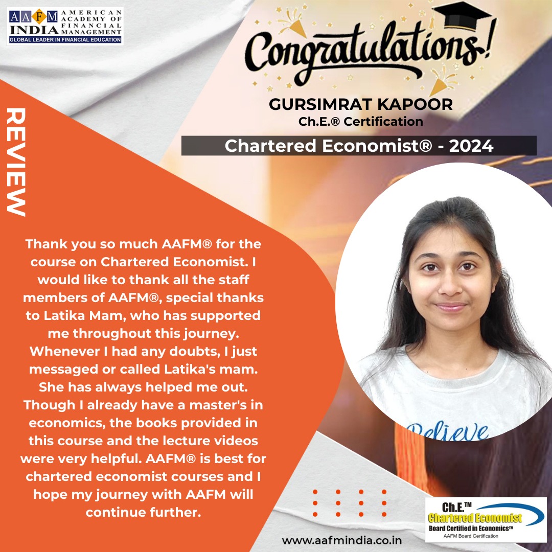 AafmIndia's tweet photo. Congratulations on achieving this milestone, Gursimrat Kapoor, Subject Matter Expert in Economics at Edutap Learning Solutions Pvt. Ltd., on Attaining the Chartered Economist Designation.
#charteredeconomist #financecertification #congratulations #cwmsahihai #aafm #aafmindia https://t.co/TQ1HY1gtFs